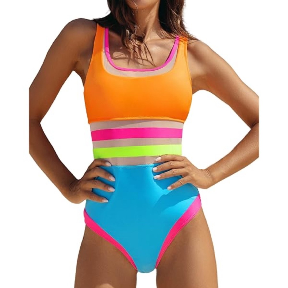 #S34 - Neon Colorful Women's Swimwear - Large